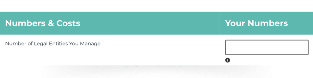 ROI calculator legal entities section