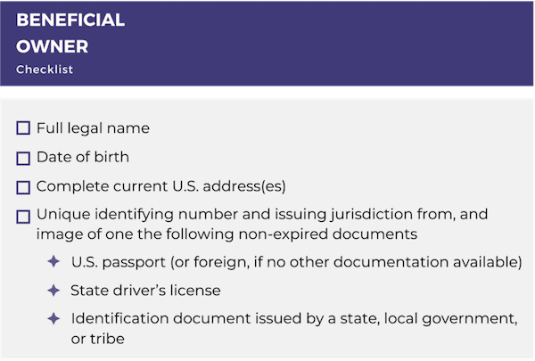 Beneficial owner checklist