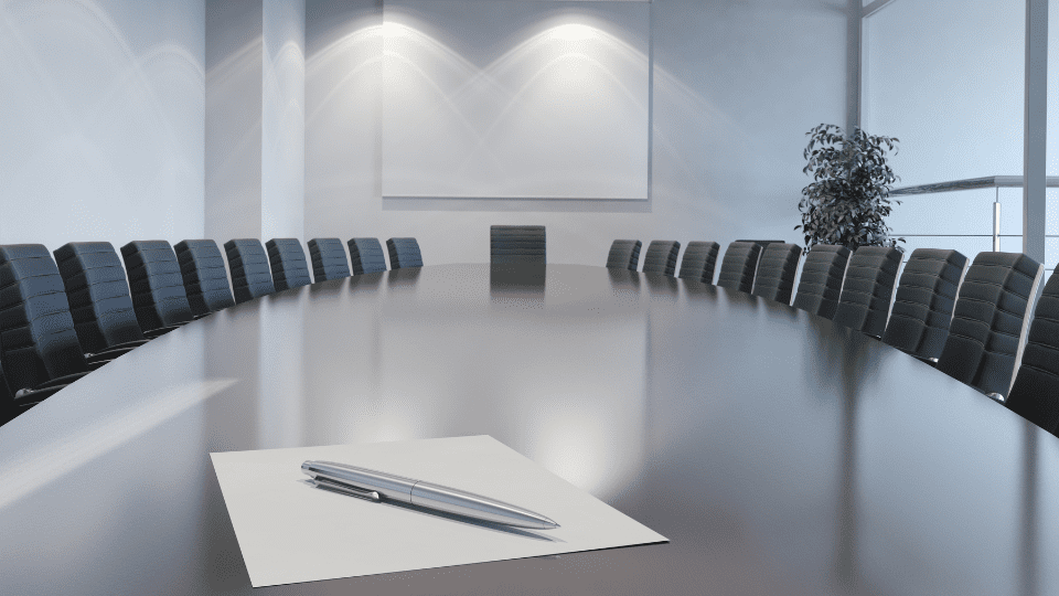 An empty boardroom for corporate decision-making