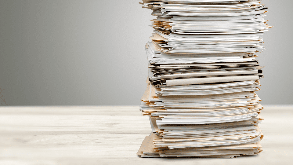 A giant stack of administrative papers